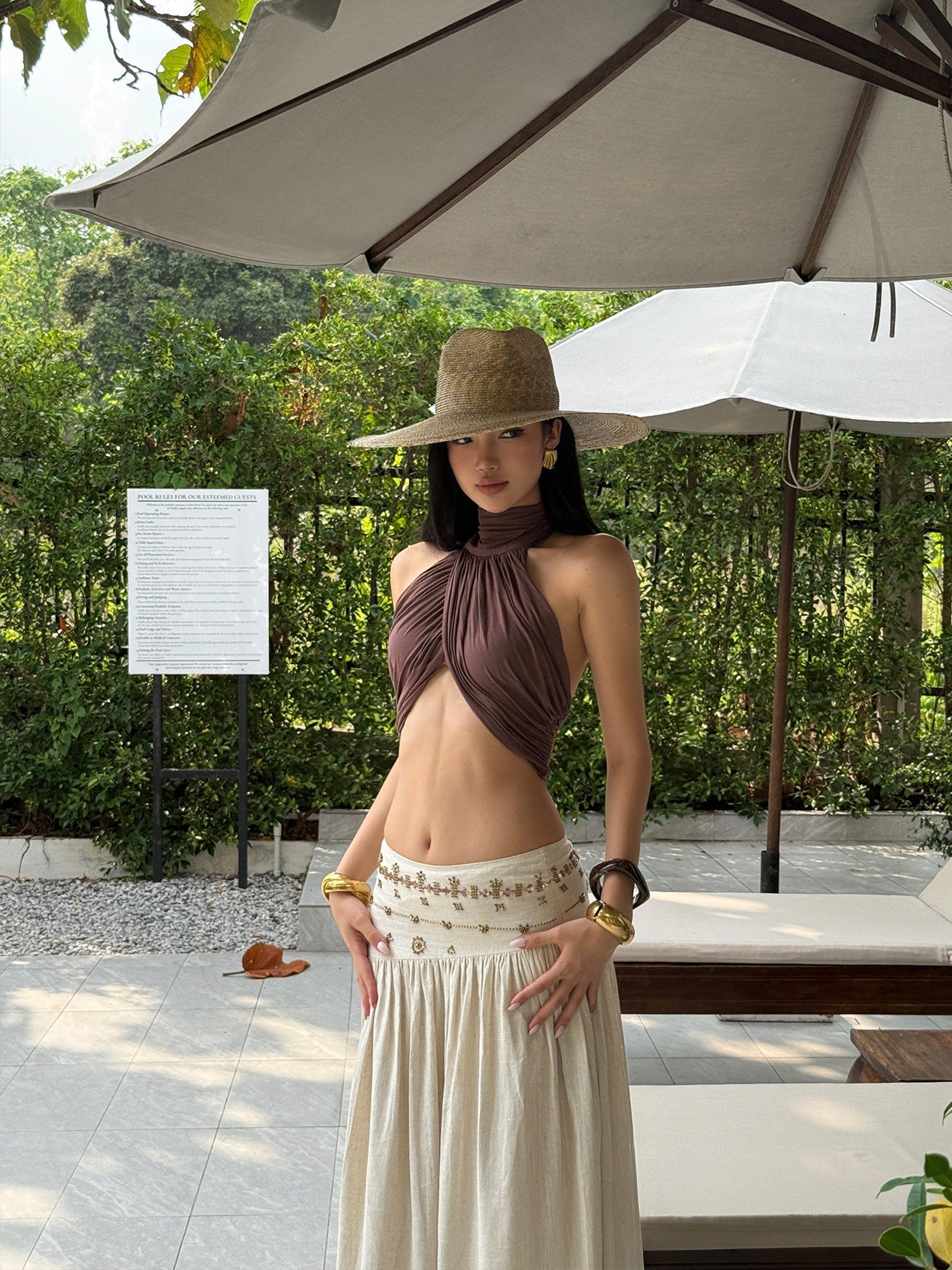 Embroidered Waist A-Line Maxi Skirt Secondary image