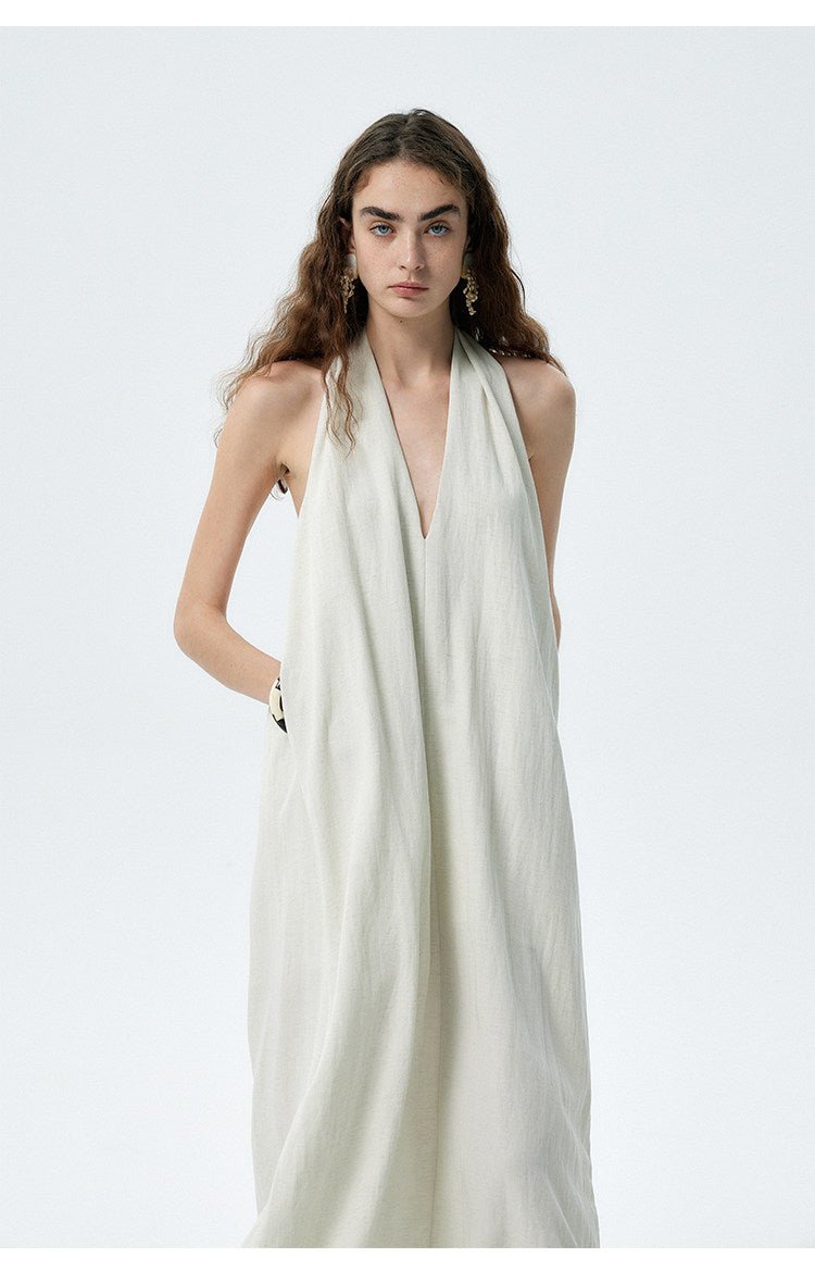 Flowy Halter V-Neck Maxi Dress with Pockets Secondary image