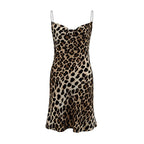 Leopard Print Cowl Neck Spaghetti Strap Open Back Mermaid Dress | EveningVerse