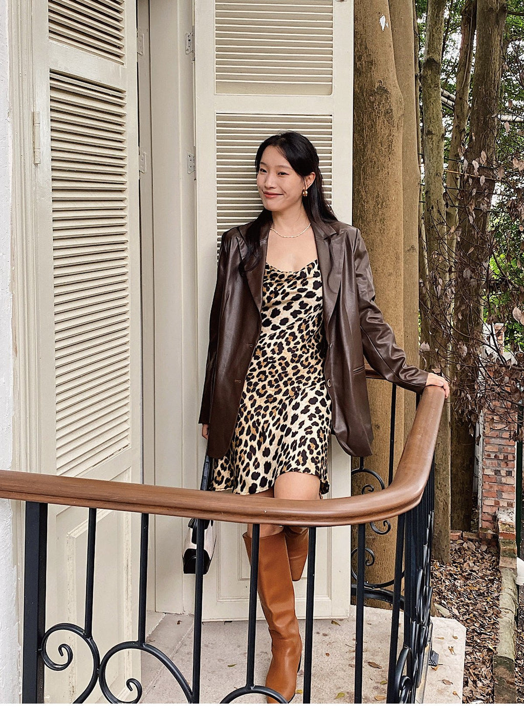 Leopard Print Cowl Neck Spaghetti Strap Open Back Mermaid Dress | EveningVerse