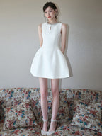 Structured Embellished Neck A - Line Mini Dress - EveningVerse - 11