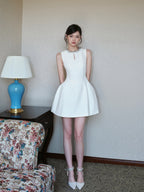 Structured Embellished Neck A - Line Mini Dress - EveningVerse - 6