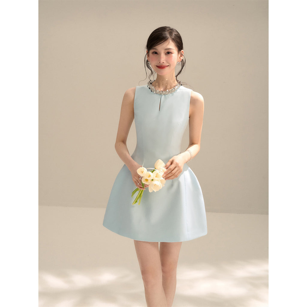 Structured Embellished Neck A - Line Mini Dress - EveningVerse - 15