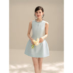 Structured Embellished Neck A - Line Mini Dress - EveningVerse - 15