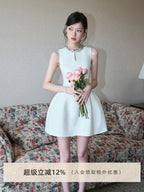 Structured Embellished Neck A - Line Mini Dress - EveningVerse - 8