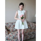 Structured Embellished Neck A - Line Mini Dress - EveningVerse - 13