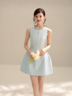 Structured Embellished Neck A - Line Mini Dress - EveningVerse - 12